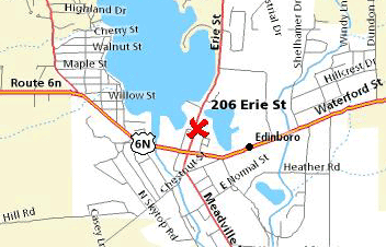 Map of Edinboro (A Place Inn Time is marked)